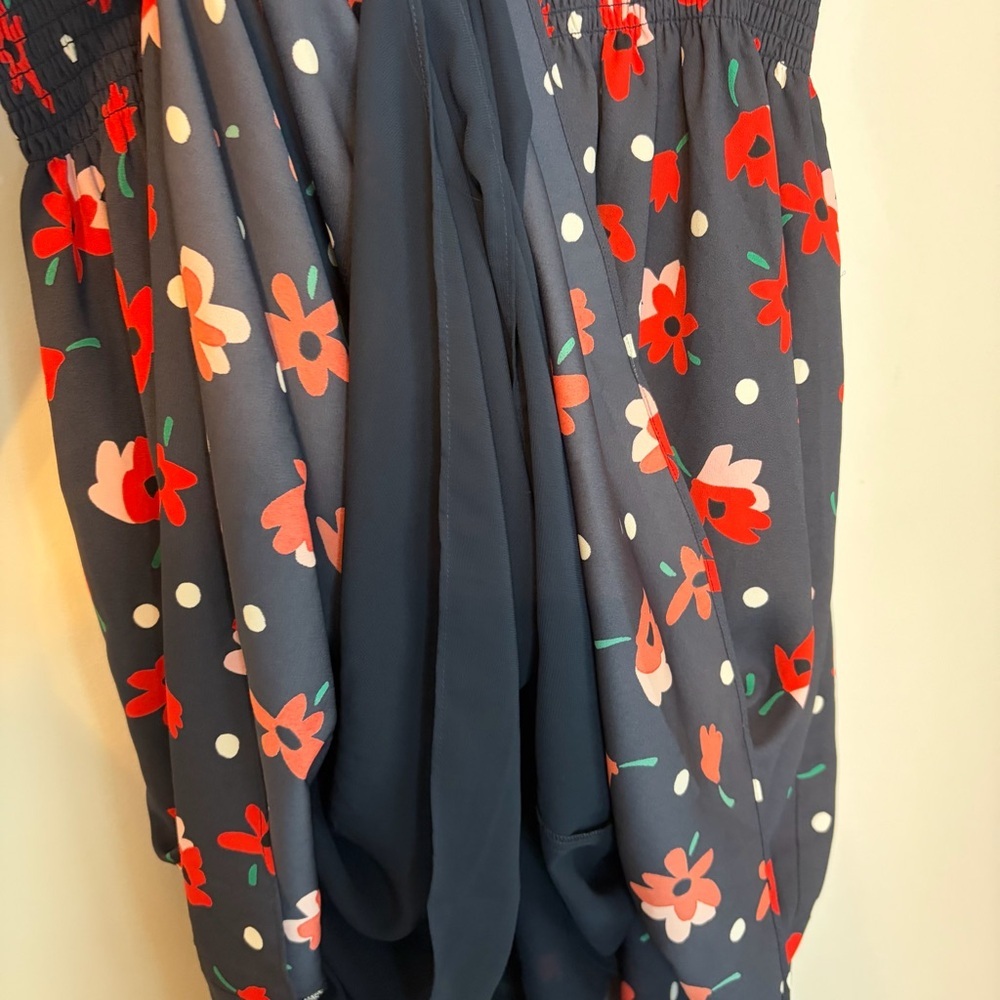 Kate Spade Dark Blue Dress with Red and White Floral Pattern - Picture 10 of 11